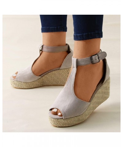 Sandals Women Espadrill Sandals for Women Peep Toe Suede Sandals Hollow Arch Support Sandals Breathable Outdoor Shoes Platfor...