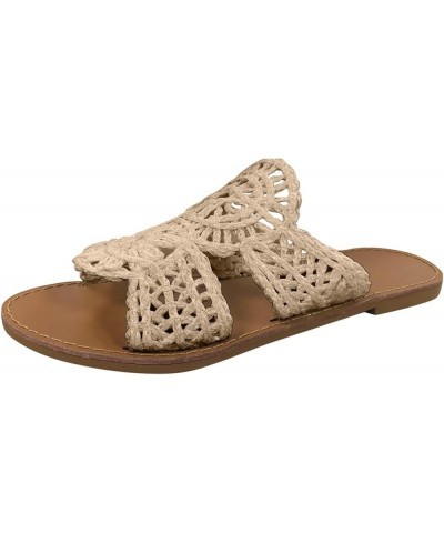 Woven Casual Toe Shoes Fashion Breathable Slippers Cloth Open Women's Hollow Women's sandals Women's Slippers Size 9 Moccasin...