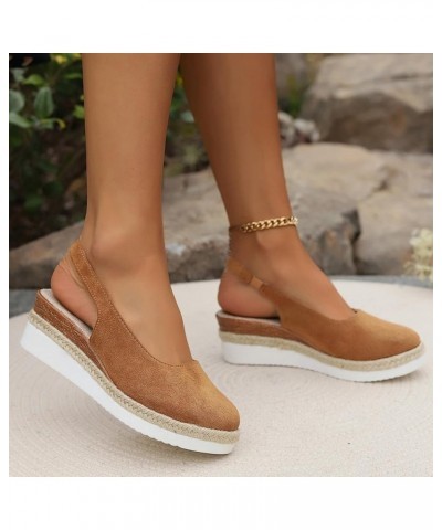 Summer Sandals for Women 2024 Trendy Women's Casual Wedge Sandals Solid Color Wedge Sandals Womens Wide Width Shoes Sandals1-...