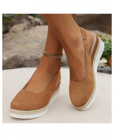 Summer Sandals for Women 2024 Trendy Women's Casual Wedge Sandals Solid Color Wedge Sandals Womens Wide Width Shoes Sandals1-...