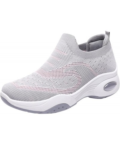 Fashion Women Mesh Casual Slip-On Sport Shoes Runing Breathable Shoes Sneakers Z 12-grey $24.15 Athletic Shoes