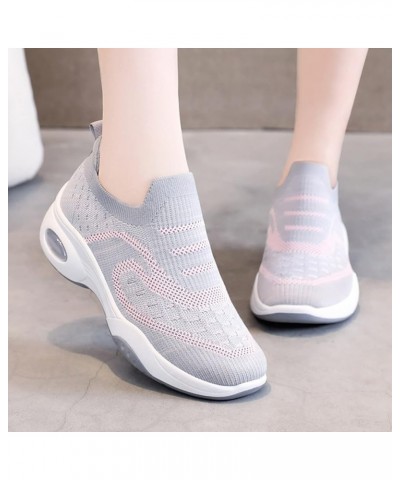 Fashion Women Mesh Casual Slip-On Sport Shoes Runing Breathable Shoes Sneakers Z 12-grey $24.15 Athletic Shoes