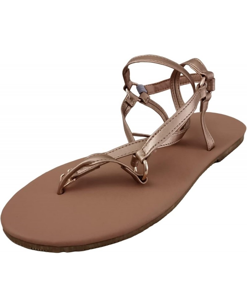 Sandals for Women, Women's Flip Flops Summer Open Toe Shoes Casual Buckle Strap Clip Toe Sandals for Beach Travel Rose Gold 8...