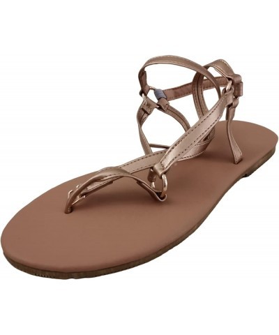 Sandals for Women, Women's Flip Flops Summer Open Toe Shoes Casual Buckle Strap Clip Toe Sandals for Beach Travel Rose Gold 8...