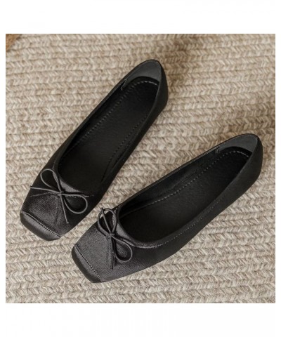 Women's Slip On Square Toe Ballet Flats Soft Patent Leather Metal Buckle Bowknot Flat Shoes Work Dress Shoes 473-black $17.65...