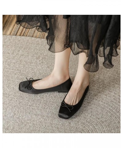 Women's Slip On Square Toe Ballet Flats Soft Patent Leather Metal Buckle Bowknot Flat Shoes Work Dress Shoes 473-black $17.65...