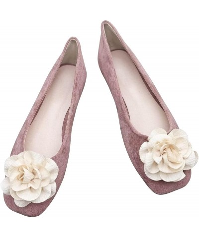 Flats for Women Suede Square Toe Flats Flowers Decorative Dress Shoes Comfortable Slip On Ballet Flats 652-dark Pink $14.70 F...