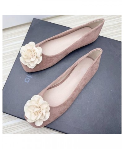 Flats for Women Suede Square Toe Flats Flowers Decorative Dress Shoes Comfortable Slip On Ballet Flats 652-dark Pink $14.70 F...