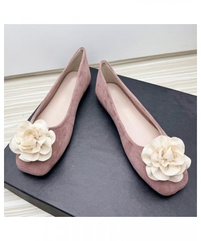 Flats for Women Suede Square Toe Flats Flowers Decorative Dress Shoes Comfortable Slip On Ballet Flats 652-dark Pink $14.70 F...