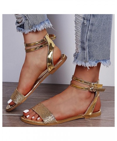 Lace Up Sandals Womens Sandals Solid Color Pearl Rhinestone Set Toe Roman Shoes Z 02-gold $15.74 Sandals