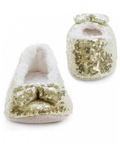 Women Ballerina Bing Metallic Shine Warm Indoor House Cozy Sequin Slippers, Gold, Women's Size11-12 $10.55 Slippers