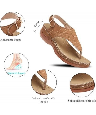 Women's Comfy Orthotic Sandals, Platforms Flip Flops Arch Support Flat Sandals, Round Toe Backless Sandals Brown $17.81 Sandals