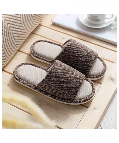 Slippers for Women Indoor and Outdoor Solid Linen House Slippers Shoes Non-Slip Mules Thick Sole Casual Shoes J Coffee $13.20...