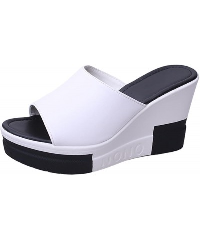 Flip Flop Slippers Women For Shower Womens Slides Black Sandals For Women Dressy Slides Women Wedge Flip Flop B-white $12.13 ...