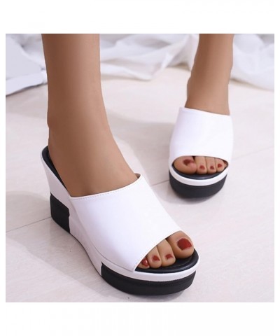 Flip Flop Slippers Women For Shower Womens Slides Black Sandals For Women Dressy Slides Women Wedge Flip Flop B-white $12.13 ...