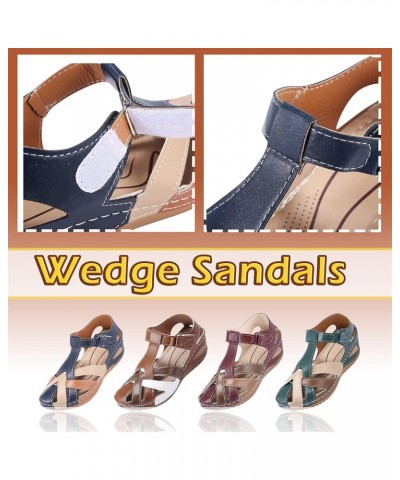 Sandals for Women Summer ​Comfortable Wedges Sandals Close-Toe Walking Flat Sandals Hook and Loop Athletic Sandals for Women,...