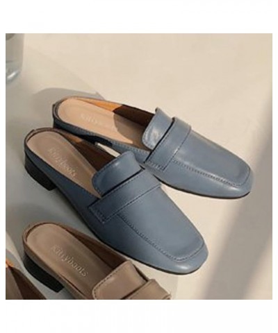 Flats Comfortable Slip on Square Toe Mule Loafers for Woman Casual Slip on for Office Wear Slide Mule Shoes Blue $16.32 Mules...