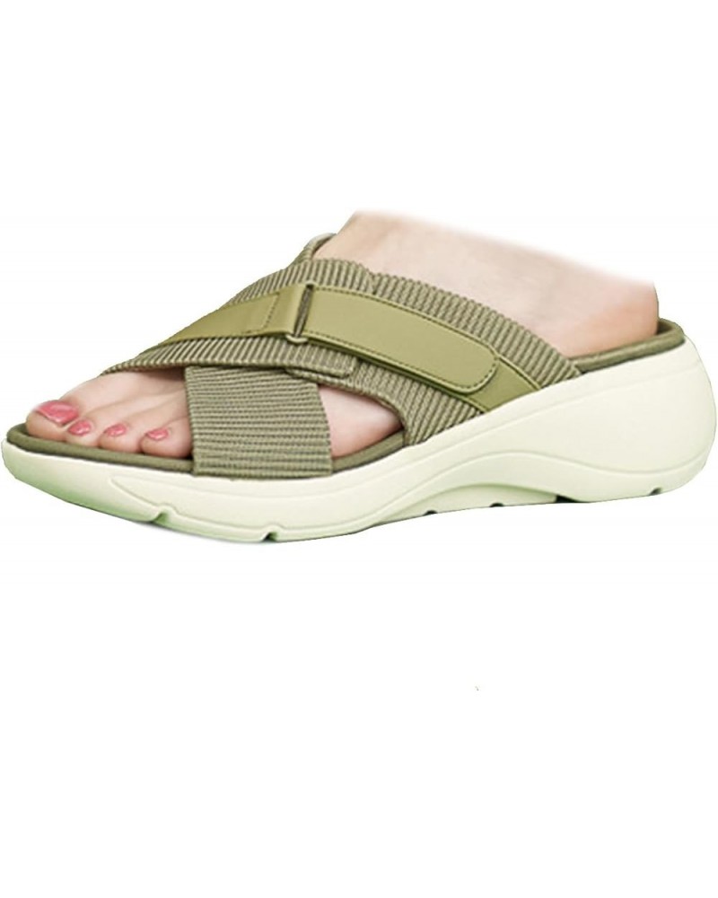 Women Comfy Flat Slide Sandals 482 Green $20.67 Sandals