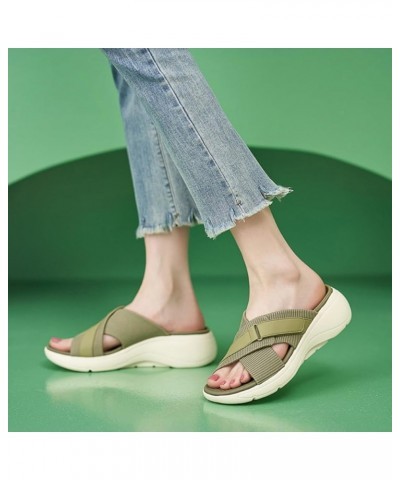 Women Comfy Flat Slide Sandals 482 Green $20.67 Sandals