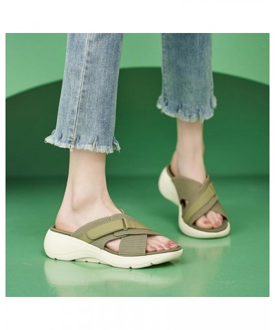 Women Comfy Flat Slide Sandals 482 Green $20.67 Sandals