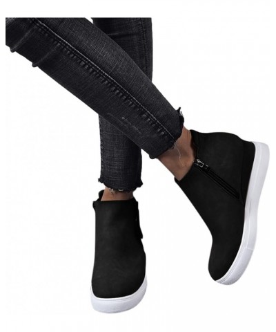 Women's Platform Sneakers Wedges High Top Lace Up Shoes Increase Fashion Sneakers for Womens Girls Va1-black $22.30 Athletic ...