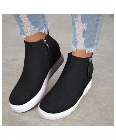 Women's Platform Sneakers Wedges High Top Lace Up Shoes Increase Fashion Sneakers for Womens Girls Va1-black $22.30 Athletic ...