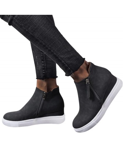 Women's Platform Sneakers Wedges High Top Lace Up Shoes Increase Fashion Sneakers for Womens Girls Va1-black $22.30 Athletic ...