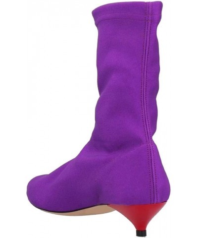 Women's Sexy Skinny Sock Booties Kitten Low Heels Pointed Toe Stretchy Ankle Boots Chic Fashion Party Club Dress Shoes Purple...