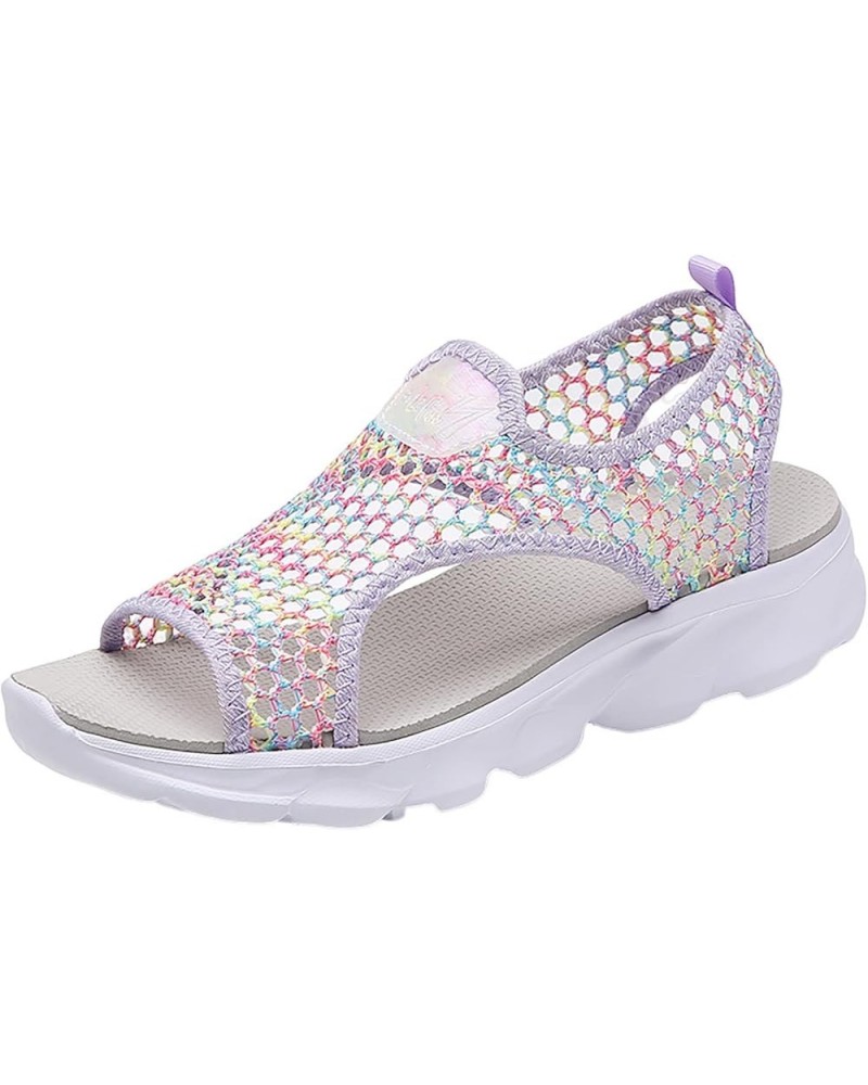 Women Summer Mesh Beach Slip On Sport Casual Open Toe Flat Soft Bottom Breathable Shoes Sandals Shoes Vegan Women Purple $13....