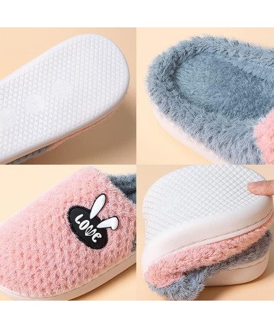 Ladies Low Heel Slippers Women Slippers Home Warm Cotton Slippers Winter Fashion Cute Rabbit Ears Print Warm Shoes Pink $14.0...