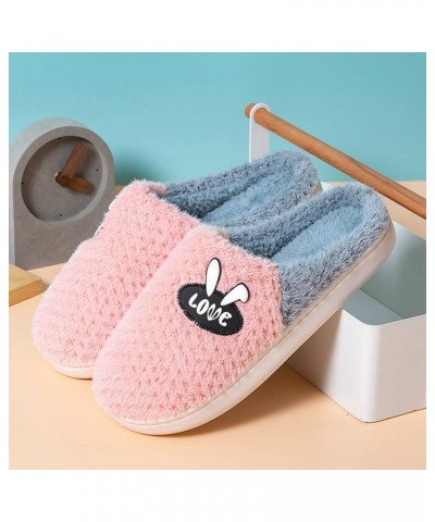 Ladies Low Heel Slippers Women Slippers Home Warm Cotton Slippers Winter Fashion Cute Rabbit Ears Print Warm Shoes Pink $14.0...