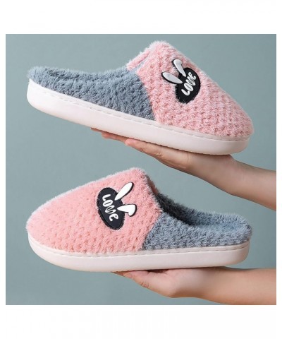 Ladies Low Heel Slippers Women Slippers Home Warm Cotton Slippers Winter Fashion Cute Rabbit Ears Print Warm Shoes Pink $14.0...