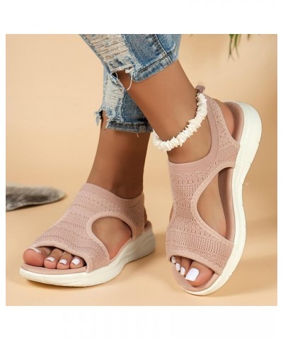 Women Elastic Strappy Round Toe Ankle Strap Summer Low Wedge Sandals Yoga Foam Flip Flops Shoes 148-hyems-red3 $10.97 Outdoor...