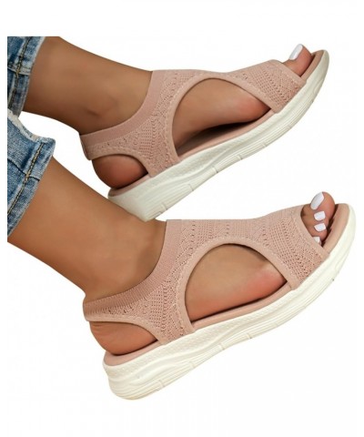 Women Elastic Strappy Round Toe Ankle Strap Summer Low Wedge Sandals Yoga Foam Flip Flops Shoes 148-hyems-red3 $10.97 Outdoor...