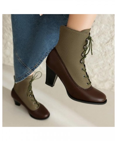 Wide Calf Boots for Women European Court Equestrian Sport Boots Lace Up Leather Chelsea Boots Wedding Party Boots Brown $12.7...