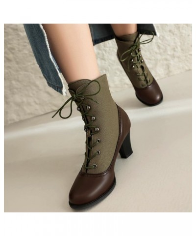 Wide Calf Boots for Women European Court Equestrian Sport Boots Lace Up Leather Chelsea Boots Wedding Party Boots Brown $12.7...