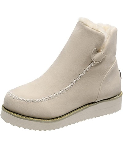 Fashion Women's and Boots Shoes Warm Winter Snow Short Casual Boots Cotton Women's Boots Flat Boots Women Beige $27.16 Boots