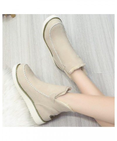 Fashion Women's and Boots Shoes Warm Winter Snow Short Casual Boots Cotton Women's Boots Flat Boots Women Beige $27.16 Boots