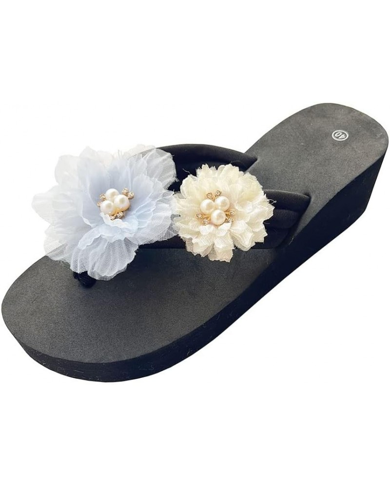 Women Sandal,Flower Upper Strap Platform Wedge Flip Flops Clip Toe Slip On Sandal Slipper,Lady Girl Summer Fashion Shoes Blue...