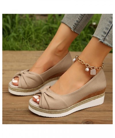 Good Arch Support Sandals for Women Ladies Fashion Summer Solid Canvas Butterfly Knot Open Toe 600 Brilliancy Sandals Beige $...