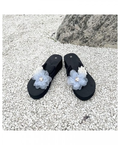 Women Sandal,Flower Upper Strap Platform Wedge Flip Flops Clip Toe Slip On Sandal Slipper,Lady Girl Summer Fashion Shoes Blue...