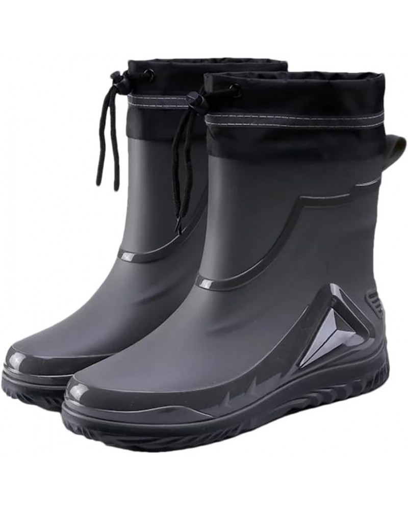 Rain Boots Men's Waterproof Drawstring Rain Shoes Warm Non-Slip Flat Fashion Rider Rain Boots 41 Waterproof Mouth1 $30.04 Boots