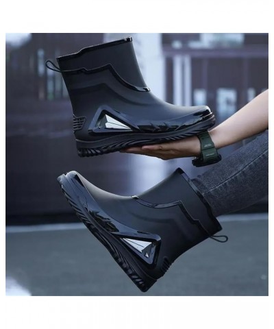 Rain Boots Men's Waterproof Drawstring Rain Shoes Warm Non-Slip Flat Fashion Rider Rain Boots 41 Waterproof Mouth1 $30.04 Boots