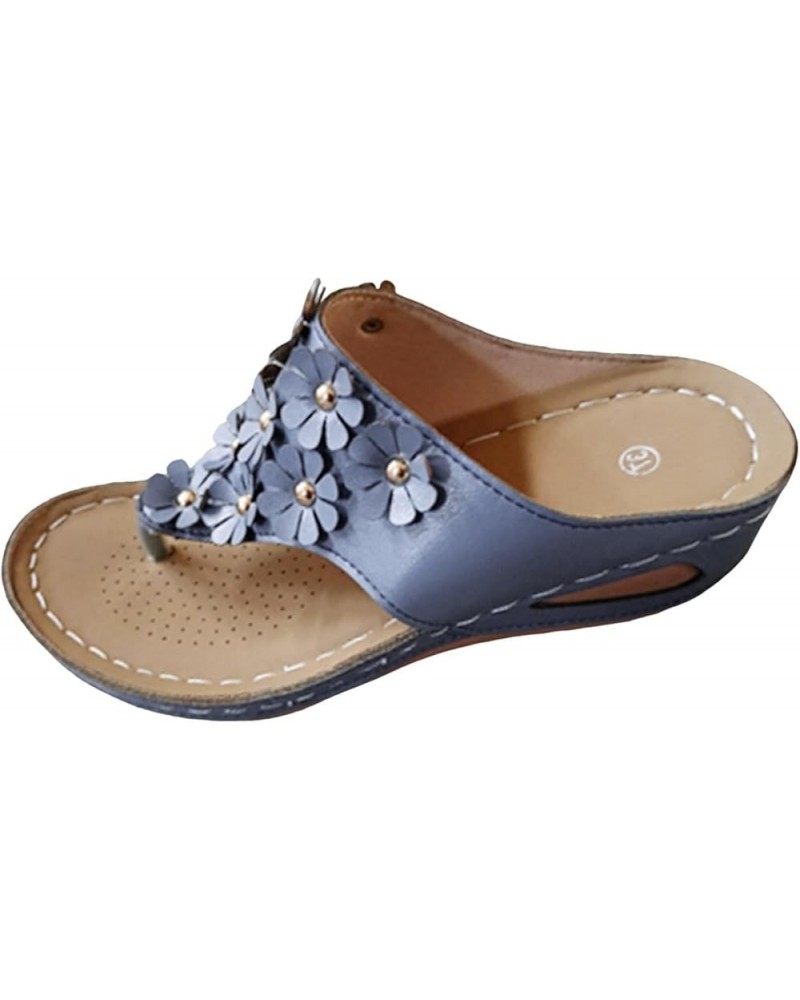 Flip Flop Women Dressy Indoor Sandals For Women Sandals Comfortable Black Slides For Women Dressy Flip Flops J-blue $19.37 Sa...