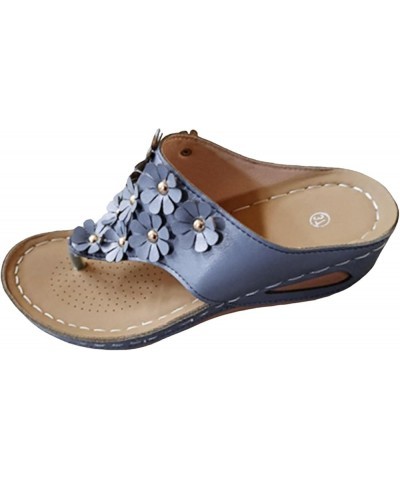 Flip Flop Women Dressy Indoor Sandals For Women Sandals Comfortable Black Slides For Women Dressy Flip Flops J-blue $19.37 Sa...