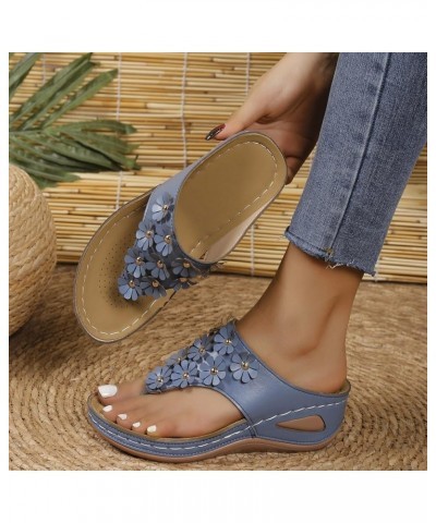 Flip Flop Women Dressy Indoor Sandals For Women Sandals Comfortable Black Slides For Women Dressy Flip Flops J-blue $19.37 Sa...