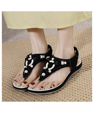 sandals women strappy, Women's Fashion Casual Flats Rhinestone Round Toe Sandals Buckle Strap Sandals Z 03-black $12.46 Sandals