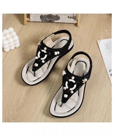 sandals women strappy, Women's Fashion Casual Flats Rhinestone Round Toe Sandals Buckle Strap Sandals Z 03-black $12.46 Sandals