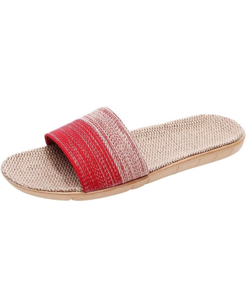 Women Sandals Size 9 House Slippers for Women Linen Flip-Flops Shoes Sandals Shoes Home Breathable Women Slipper Cotton Beach...