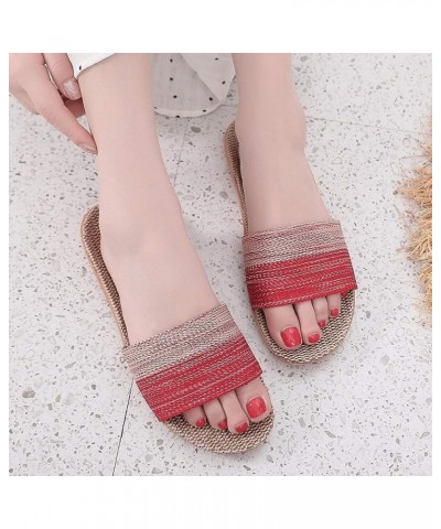 Women Sandals Size 9 House Slippers for Women Linen Flip-Flops Shoes Sandals Shoes Home Breathable Women Slipper Cotton Beach...